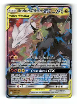 Reshiram & Zekrom GX 157/236 Holo GX Rare Cosmic Eclipse Pokemon Near Mint - Image 1