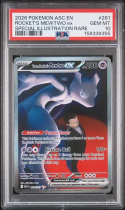 Team Rocket's Mewtwo ex 281/217 SIR Pokemon Ascended Heroes ASC EN 2026 PSA 10 - Image 1