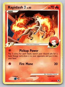 Rapidash E4 47/111 Uncommon Rising Rivals Pokemon Heavily Played - Image 1