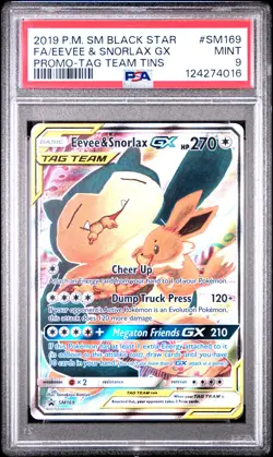 Eevee & Snorlax Gx SM169 Tag Team Tins Sm Black Star Promo Pokemon PSA 9 - Image 1