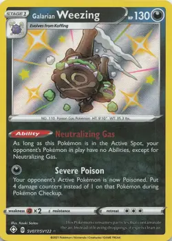 Galarian Weezing SV077/SV122 Shining Fates Shiny Vault Pokemon Holo LP - Image 1