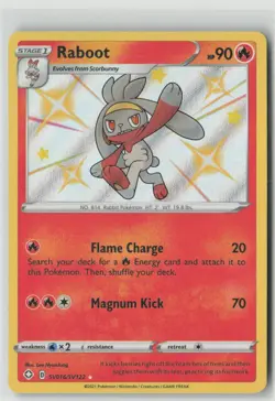 Raboot SV016/SV122 Shiny Rare Shining Fates Shiny Vault Pokemon Lightly Played - Image 1
