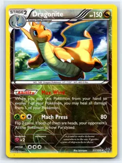 Dragonite 51/108 Rare Roaring Skies Pokemon Reverse Holo Moderately Played - Image 1