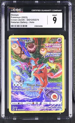 DEOXYS GG12/GG70 GALARIAN GALLERY HOLO CROWN ZENITH POKEMON CGC 9 MINT - Image 1