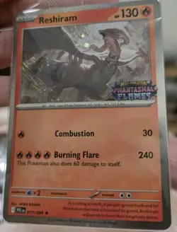 Pokemon TCG Phantasmal Flames Reshiram 017/094 Stamped Cosmo Holo (HT PROMO) - Image 1