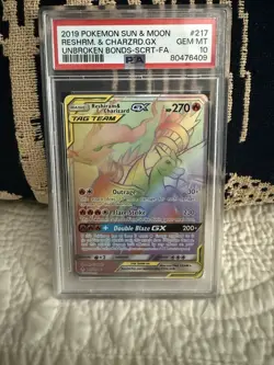 Pokemon PSA 10 Tag Team GX Full Art: Gengar Mimikyu + Reshiram Charizard - Image 2