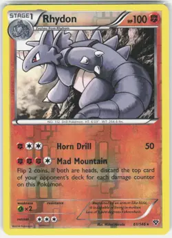 Rhydon 61/146 Rare XY Pokemon Reverse Holo Near Mint - Image 1
