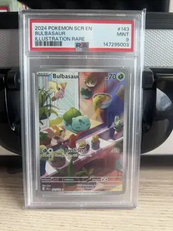 Pokemon TCG Bulbasaur Holo Card Illustration Stellar Crown Rare 143/142 Psa 9 - Image 1