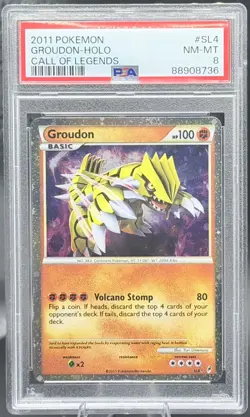 PSA 8 Groudon SL4 Shiny Holo Call of Legends 2011 Secret Rare Pokemon Card - Image 1