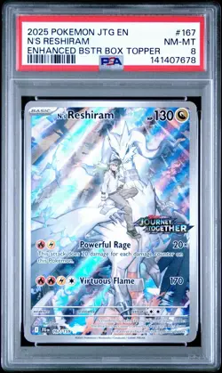 Pokemon TCG N's Reshiram Stamped Illustration Rare Promo Card PSA 8 - Image 1
