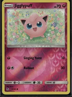 Jigglypuff Common Hidden Fates 41/68 Fairy Reverse Holo Pokemon Card - Image 1