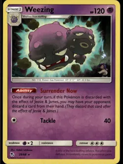 Weezing Rare Hidden Fates 29/68 Psychic Pokemon Card - Image 1