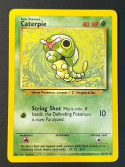 Caterpie 45/102 4th Print Base Set - Common Pokemon Card - WOTC LP - Image 1
