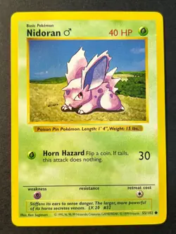 Nidoran 55/102 Shadowless Base Set - Pokemon Card WOTC D Pack Fresh - Image 1
