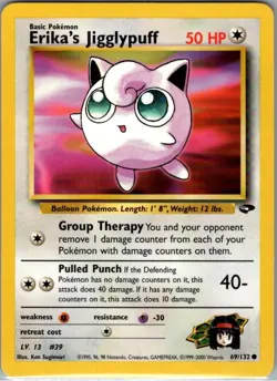 Erika's Jigglypuff 69/132 Non Holo Gym Challenge - Pokemon Card - LP - Image 1