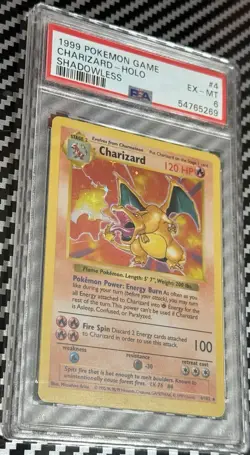 1999 Pokemon Game Shadowless #4 Charizard Holo PSA 6 Card EX-M Base Set FreeShip - Image 2