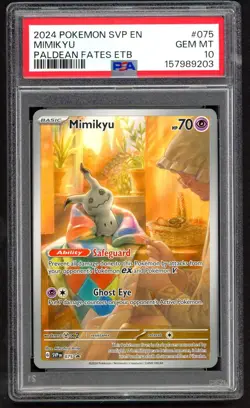 Pokemon Card - PSA 10 Mimikyu 075 - Paldean Fates ETB Black Star Promo GEM MT - Image 1