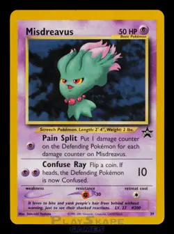 Pokemon Card Misdreavus 39 Wizards Black Star Vintage WOTC Promo LP 2001 - Image 1