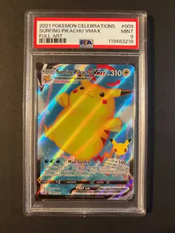 PSA 9 Pokemon Surfing Pikachu 009/025 Celebrations Full Art - Image 1