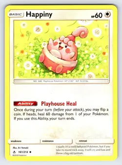 Happiny 161/214 SM Unbroken Bonds Pokemon Card TCG Non Holo Uncommon - Nm/Vlp - Image 1