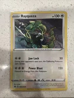 Pokemon TCG Rayquaza SWSH029 Holo Black Star Promo Card Near Mint Condition - Image 1