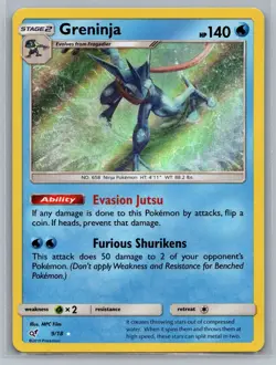 Greninja 9/18 Holo Rare Detective Pikachu Pokemon Near Mint or Better - Image 1
