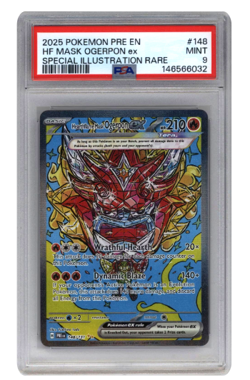 2025 POKEMON PRE EN-PRISMATIC EVOLUTIONS #148 HEARTHFLAME MASK OGERPON EX PSA 9 - Image 1