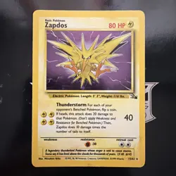 Zapdos 15/62 Fossil Holo Rare Pokemon Card Free Shipping C - Image 1