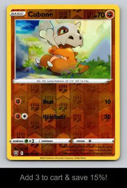 CUBONE 069/163 Common Battle Styles Pokemon Reverse Holo Near Mint - Image 1