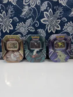 Pokemon TCG Triple Whammy Tins Set of 3 Slaking Darkrai Tyranitar Sealed - Image 1