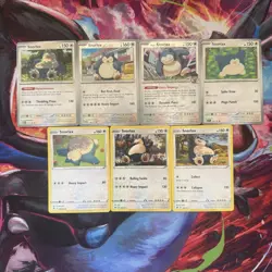 Pokemon TCG Snorlax Bundle 7X Unique English Cards Including 2 Reverse NM - Image 1
