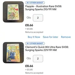 Pokemon card bundle X8 Cards - Image 1