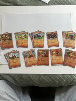 Pokemon Cards Scarlett And Violet Base Fire type Bulk Bundle 21 Cards Holo & Rev - Image 1