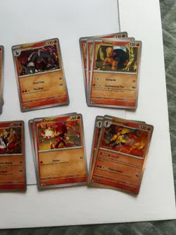 Pokemon Cards Scarlett And Violet Base Fire type Bulk Bundle 21 Cards Holo & Rev - Image 4