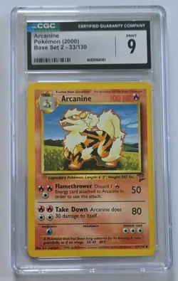 WOTC Pokemon Arcanine Base Set 2 Uncommon 33/130 English 2000 CGC 9 Vintage Card - Image 1