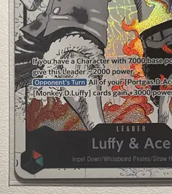 One Piece ST30-001 Alt Art Leader Luffy & Ace Trading Card - Image 3