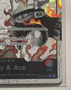 One Piece ST30-001 Alt Art Leader Luffy & Ace Trading Card - Image 4