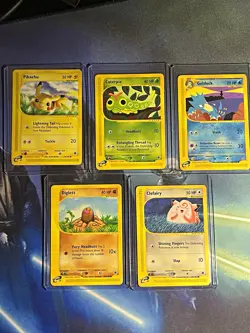 Pokemon E-Reader Lot 5 Cards Expedition Aquapolis Pikachu Golduck Clefairy - Image 1
