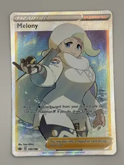 Melony 195/198 Chilling Reign Ultra Rare Full Art Trainer Holo Pokemon Card NM - Image 1