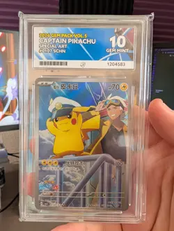 Captain Pikachu Card 0107/07 Chinese Exclusive, Ace 10 Gem Mint Perfect Subgrade - Image 3