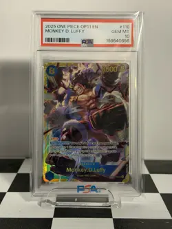 MONKEY D. LUFFY OP11-118 PSA 10 GEM MT 2025 ONE PIECE EN | FIST OF DIVINE SPEED - Image 1