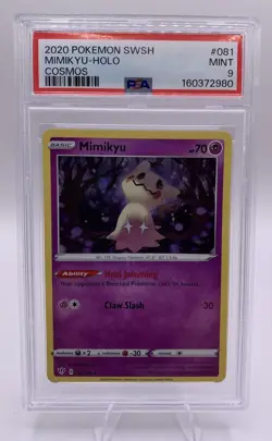 2020 Pokemon Darkness Ablaze Mimikyu Cosmos Holo 081/189 PSA 9 - Image 1