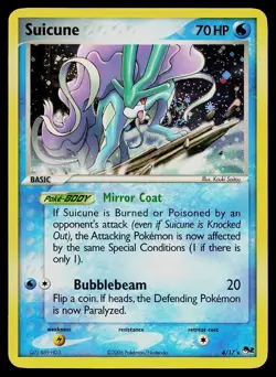Pokemon Card POP Series 2 Suicune 4/17 Holo Rare SWIRL - Image 1