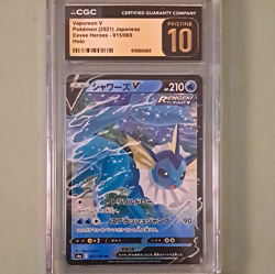 Pokemon Vaporeon V 015/069 S6a Eevee Heroes Holo CGC Pristine 10 Japanese - Image 1