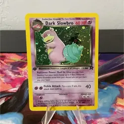 2000 Pokemon Dark Slowbro Team Rocket 1st Edition Holo Rare 12/82 W/ Swirl - Image 1