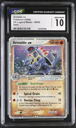 CGC 10 GEM MINT Armaldo ex 2006 EX Legend Maker 84/92 Holo SWIRL Pokemon Card - Image 1