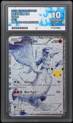 Reshiram Celebrations 113/114 2021 Graded Pokemon Card ACE 10 Gem Mint - Image 1