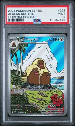 Alolan Dugtrio 208/191 Illustration Rare Ssp En Surging Sparks Pokemon PSA 9 - Image 1