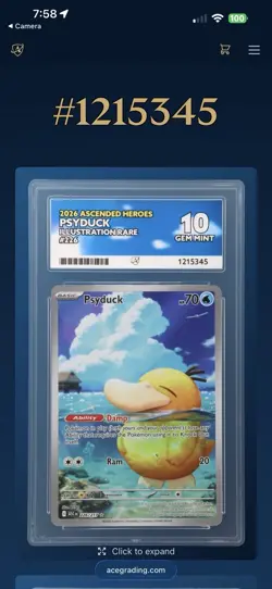 Psyduck 226/217 Ascended Heroes Illustration Rare Foil Ace 10 - Image 3