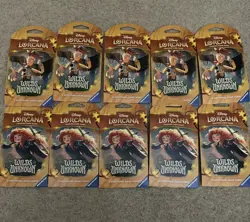 Disney Lorcana TCG Wilds Unknown Sleeved Booster Pack Lot of 10 Sealed - Image 1